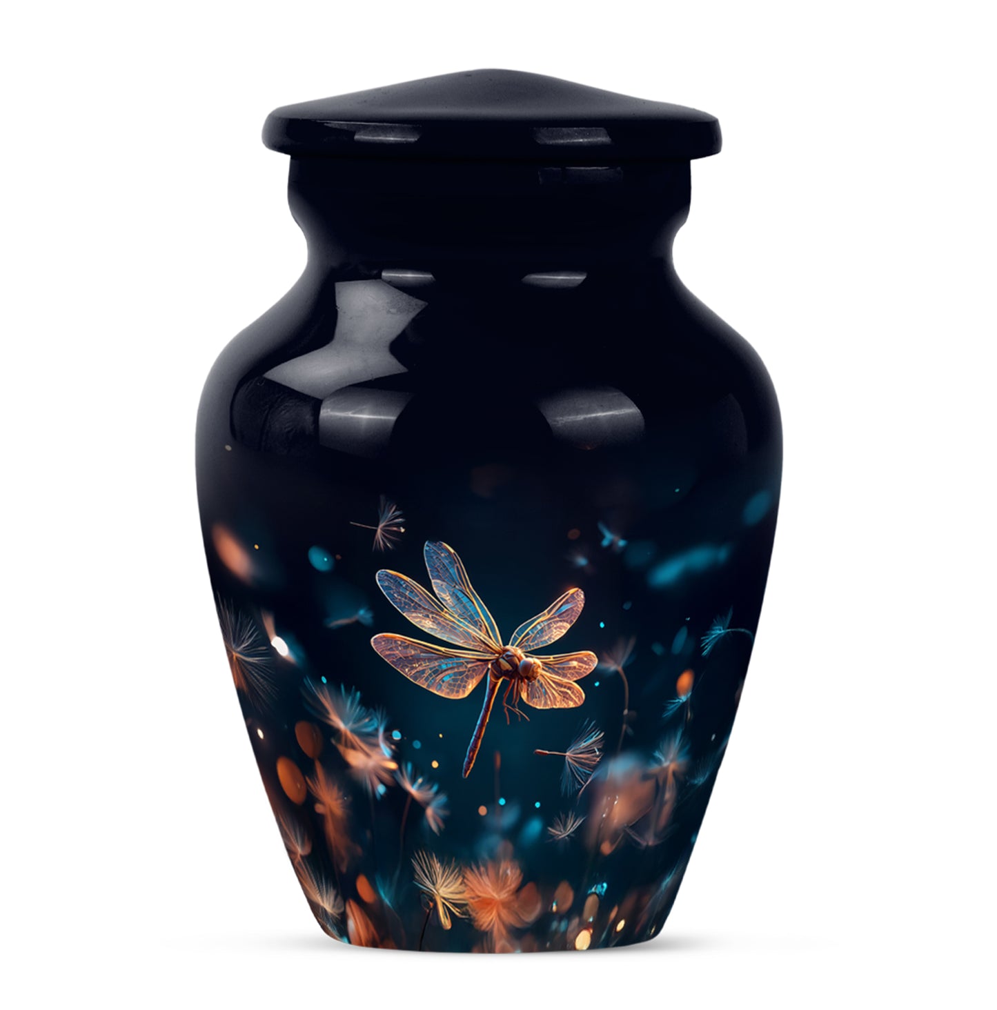 Personalized Magnificent Dragonfly Cremation Urns - Blue 10-inch, 200 cu in - Yatskia