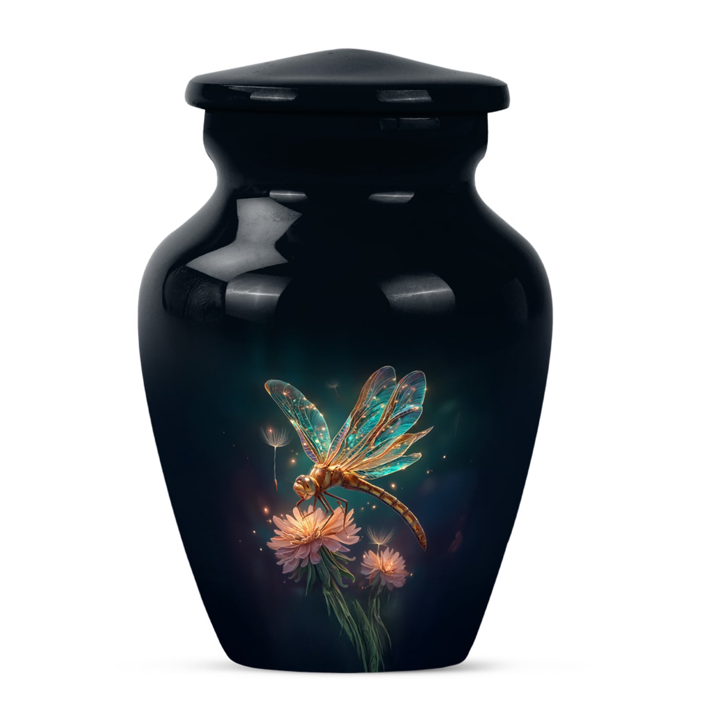 Personalized Dragonfly Cremation Urns - Pristine Blue 10-inch, 200 cu in - Yatskia