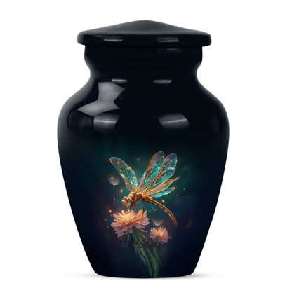 Personalized Dragonfly Cremation Urns - Pristine Blue 10-inch, 200 cu in - Yatskia