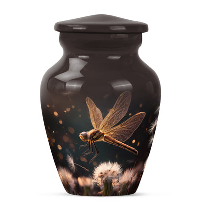 Radiant Dragonfly Memorial Cremation Urns - Black 10-inch, 200 cu in - Yatskia