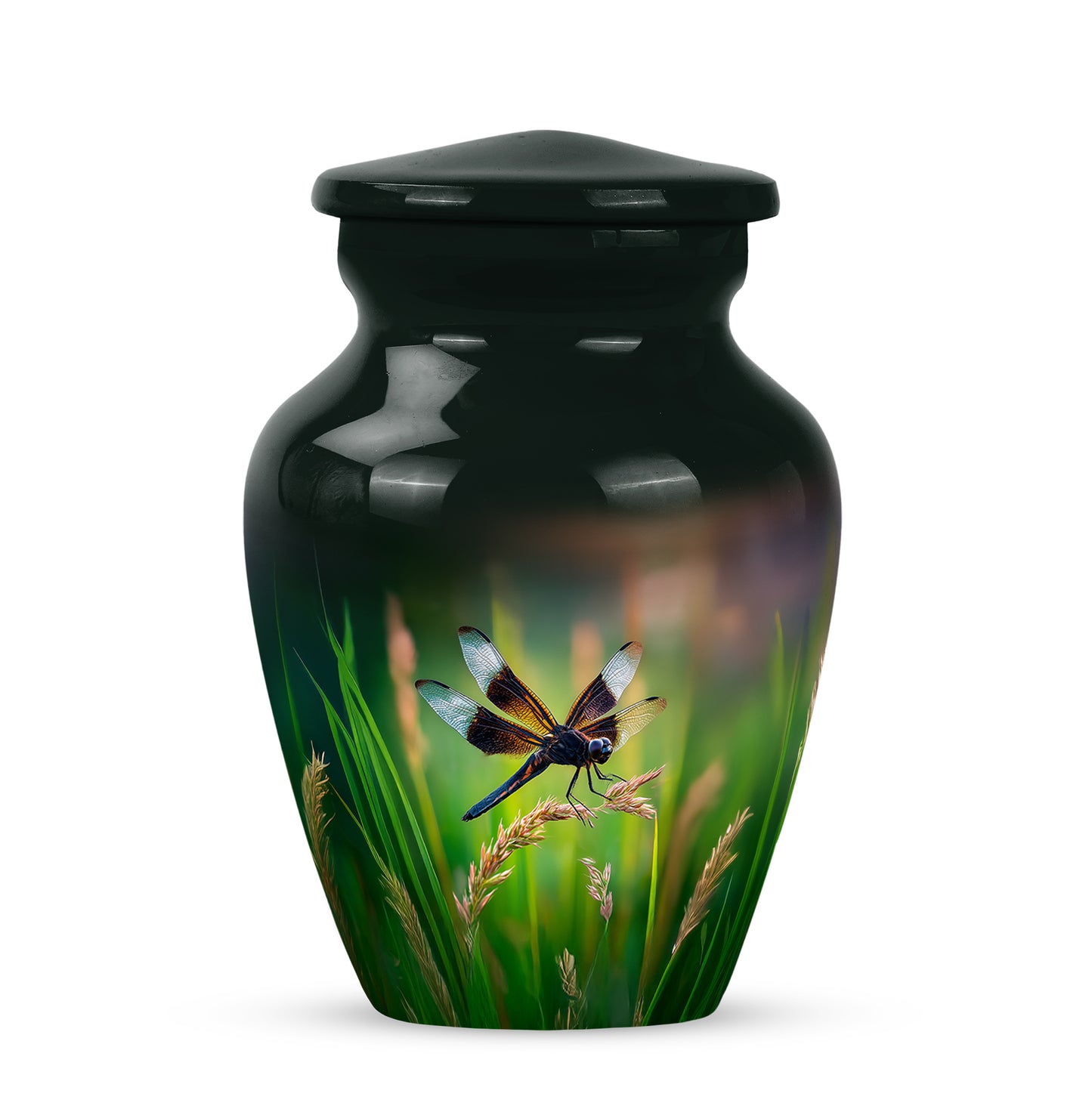 Personalized Dragonfly Cremation Urns - Eminent Teal 10-inch, 200 cu in - Yatskia