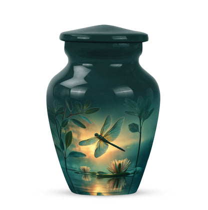Harmonious Dragonfly Cremation Urns for Human Ashes - Teal 10-inch - Yatskia