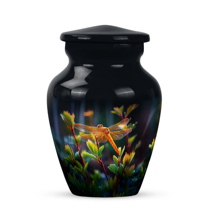 Personalized Black Cherished Dragonfly Cremation Urns for Human Ashes - 10-inch, 200 cu in - Yatskia