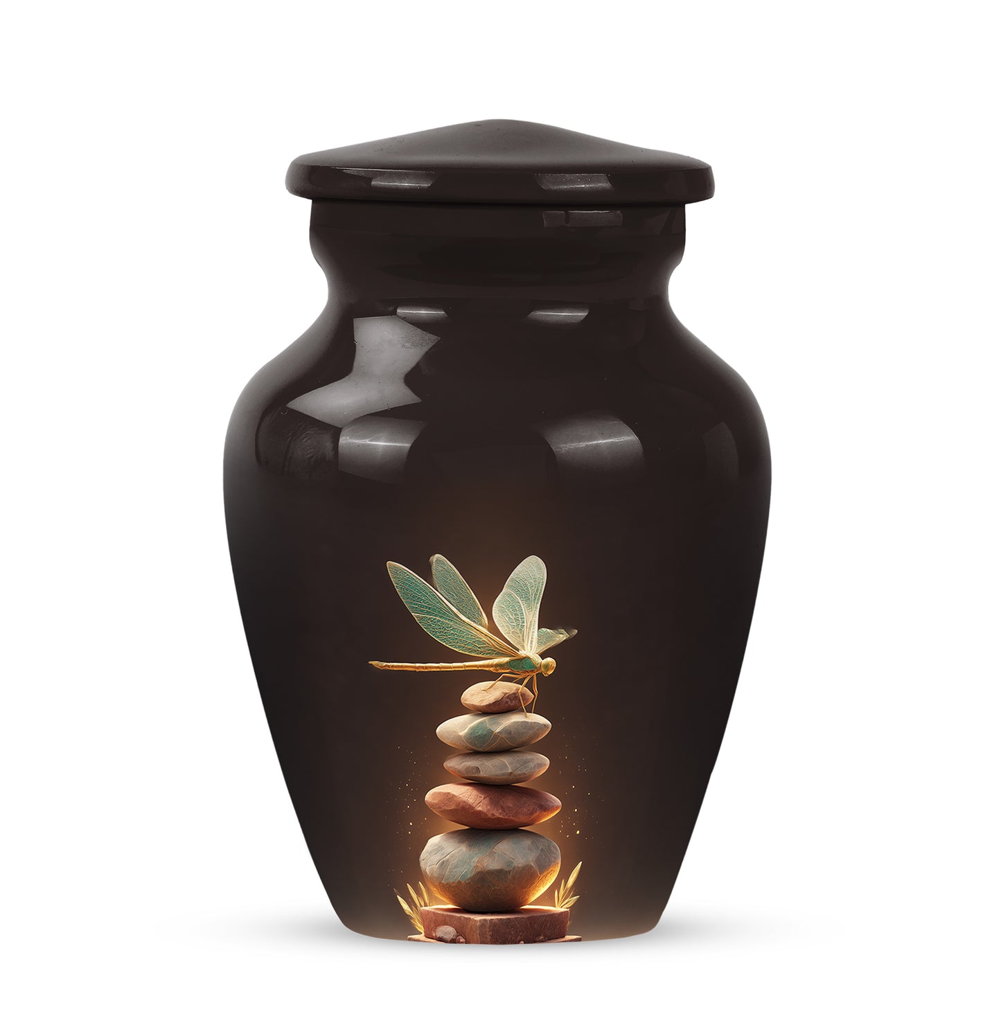 Timeless Red Dragonfly Cremation Urn for Ashes - 10-inch, 200 cu in - Yatskia