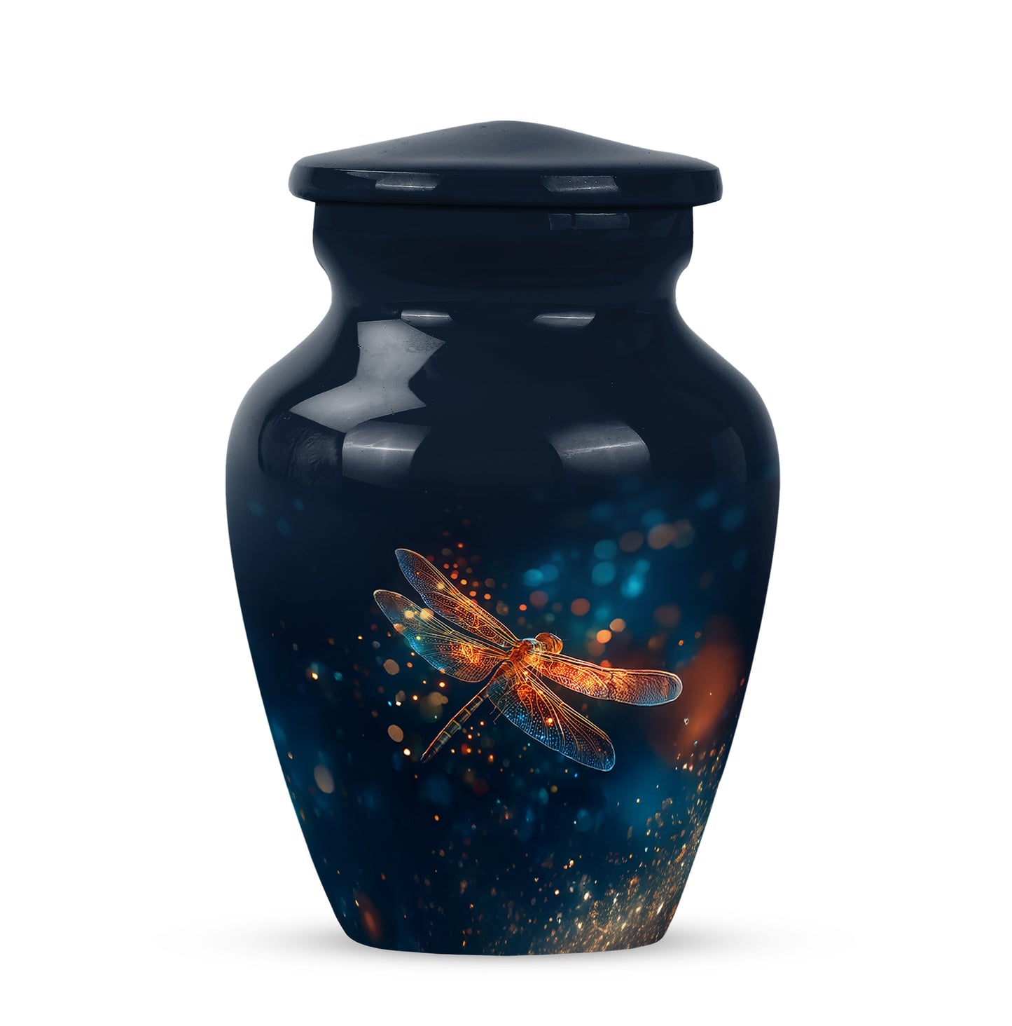 Personalized Magnificent Dragonfly Cremation Urns - Blue 10-inch, 200 cu in - Yatskia