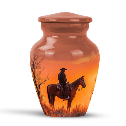 Blessed Cowboy Cremation Urns for Human Ashes - Red - Yatskia