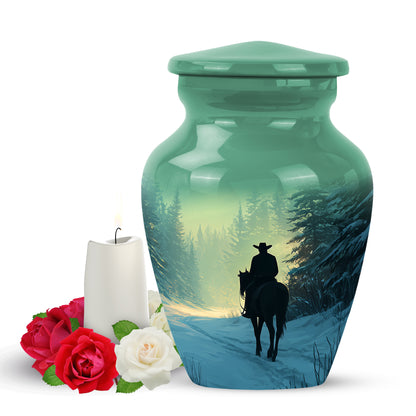 Personalized Cowboy Cremation Urns - Pristine Green 10-inch, 200 cu in - Yatskia