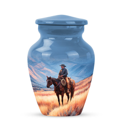 Personalized Blue Cowboy Cremation Urns for Ashes - Majestic 10-inch - Yatskia