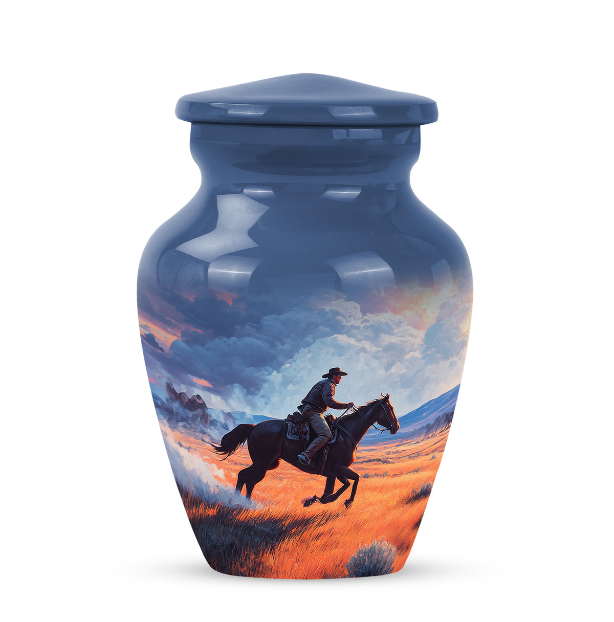 Divine Blue Cowboy Cremation Urn for Ashes - Yatskia
