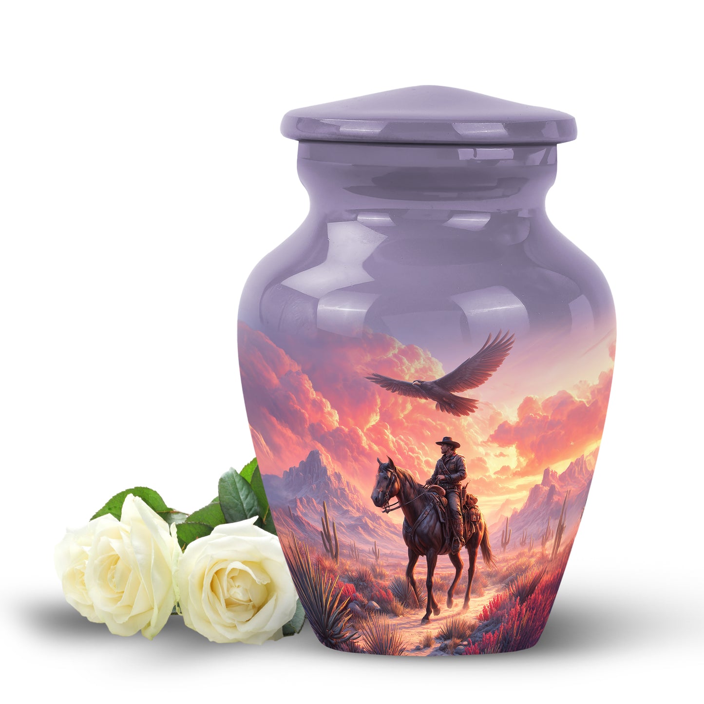 Personalized Cowboy Cremation Urns - Eminent Purple 10-inch, 200 cu in - Yatskia