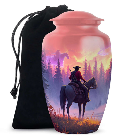 Large Cowboy Horse Cremation Urn for Adult Ashes - Pink Urn For Cremation Ashes