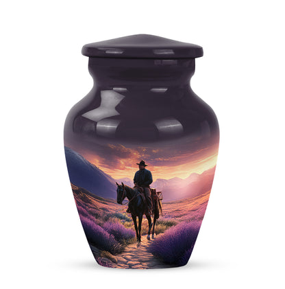 Luminous Purple Cowboy Beacon Urn for Human Ashes - 10-inch, 200 cu in - Yatskia
