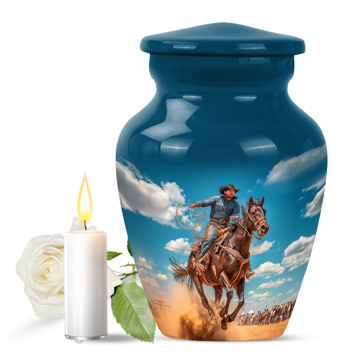 Blue Cowboy Beacon Cremation Urns for Human Ashes - Yatskia