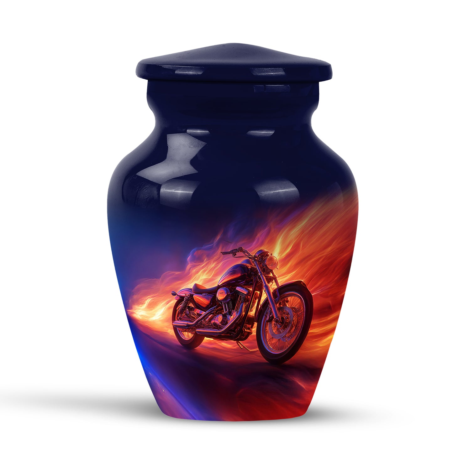 Personalized Blue Cherished Bike Cremation Urns for Human Ashes - 10-inch, 200 cu in - Yatskia