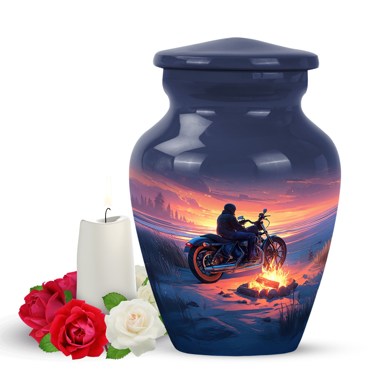 Everlasting Blue Bike Commemoration Urn for Human Ashes - 10-inch, 200 cu in - Yatskia