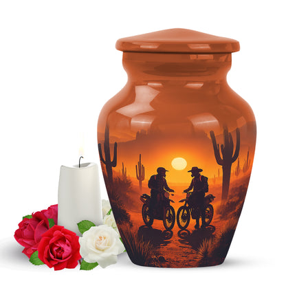 Resplendent Gold Bike Cremation Urn for Ashes - 10-inch, 200 cu in - Yatskia