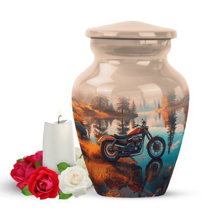 Gold Beloved Bike Cremation Urns for Human Ashes - 10-inch, 200 cu in - Yatskia