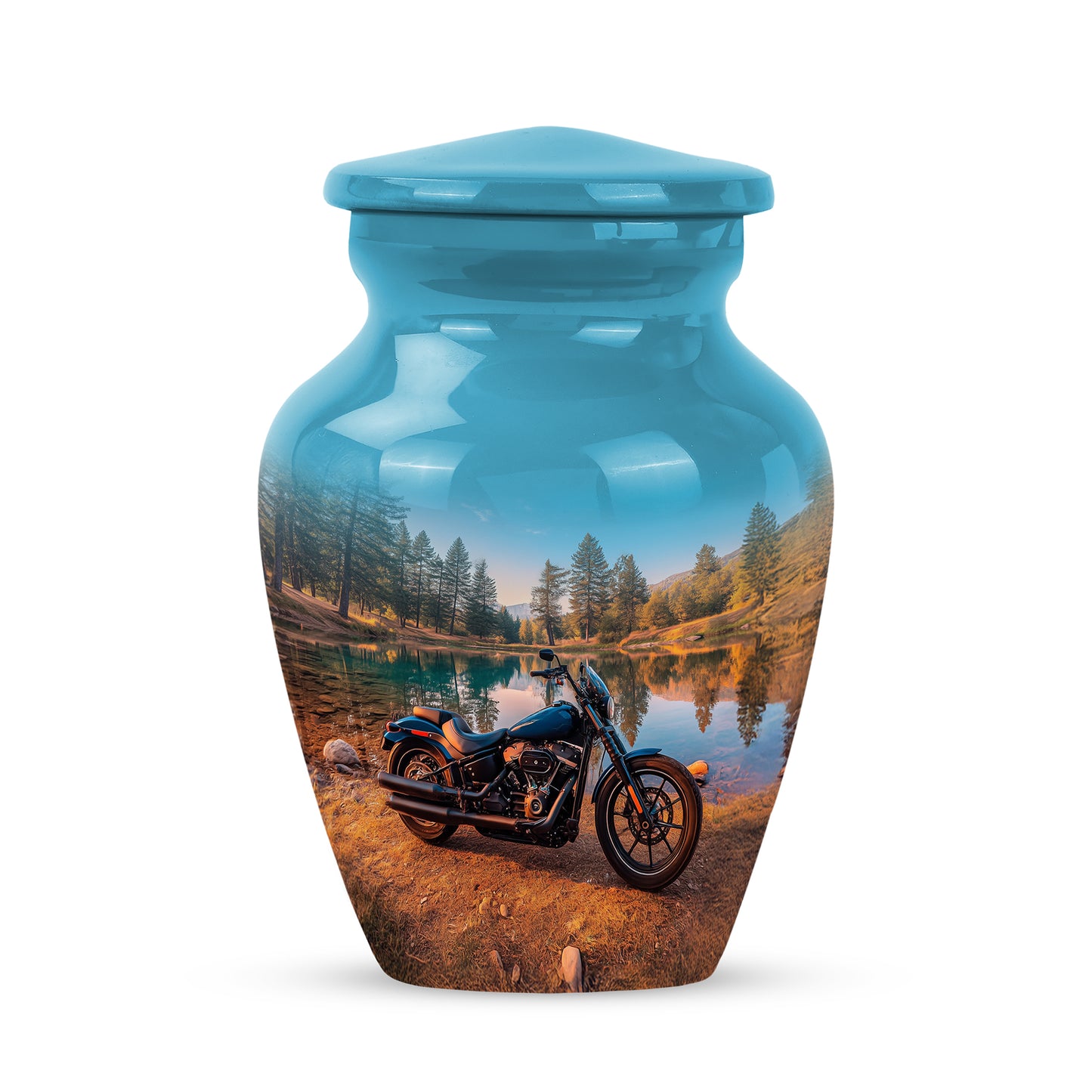 Teal Treasured Bike Cremation Urns for Human Ashes - 10-inch, 200 cu in - Yatskia