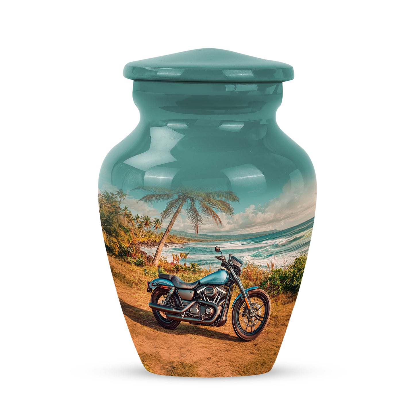 Personalized Seraphic Bike Cremation Urns - Teal 10-inch, 200 cu in - Yatskia