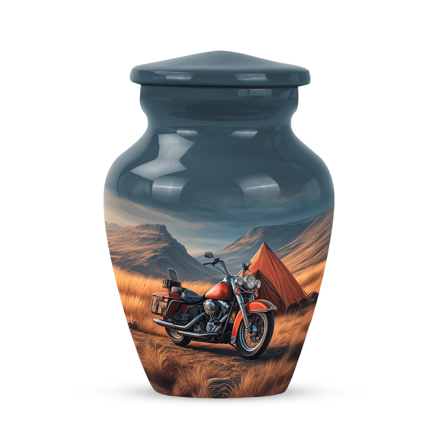 Personalized Blue Bike Cremation Urns for Ashes - Captivating 10-inch - Yatskia