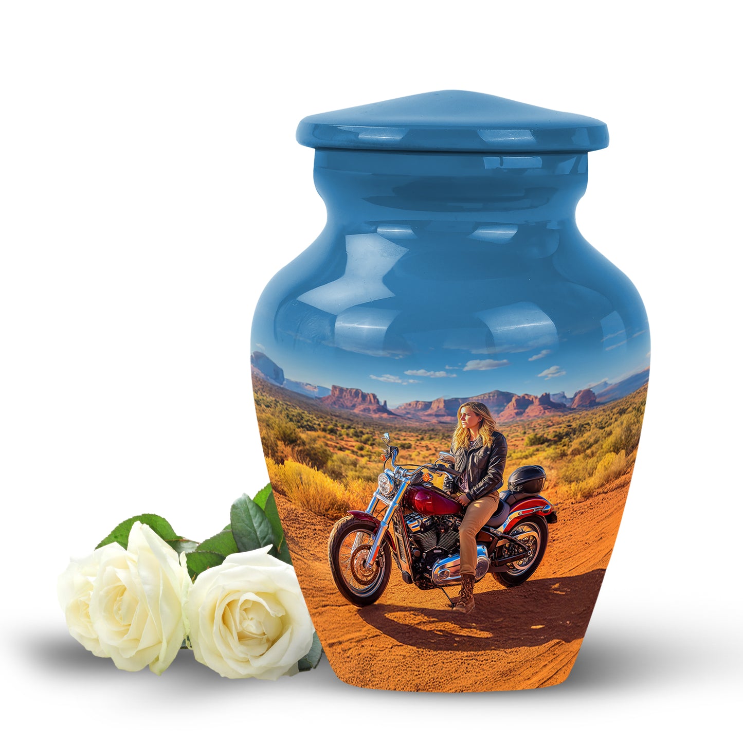 Harmonious Bike Cremation Urns for Human Ashes - Blue 10-inch - Yatskia