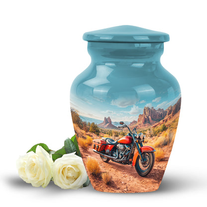 Divine Teal Bike Cremation Urn for Ashes - 10-inch, 200 cu in - Yatskia