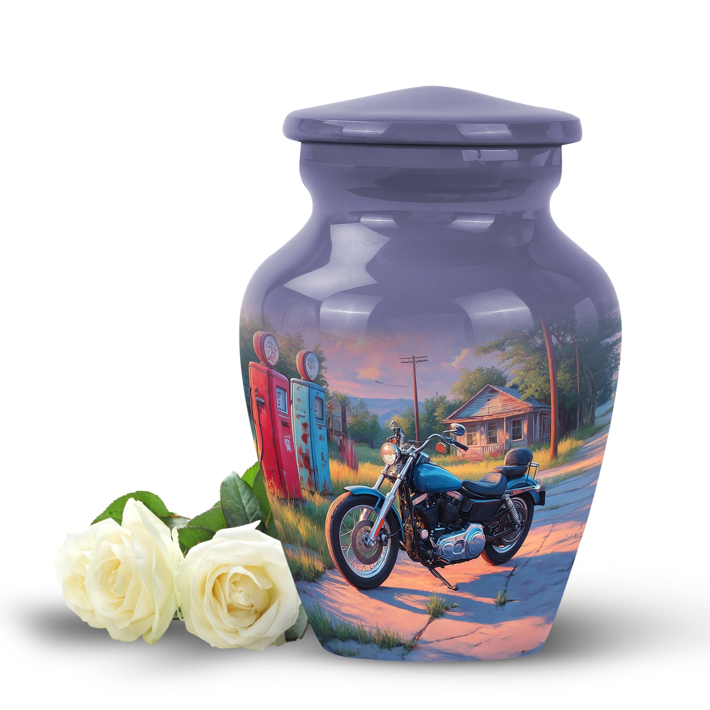 Personalized Blue Bike Cremation Urns for Ashes - Peaceful 10-inch - Yatskia