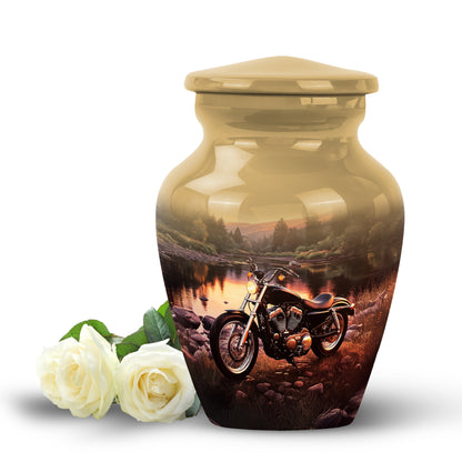 Lustrous Bike Cremation Urns for Human Ashes - Gold 10-inch - Yatskia