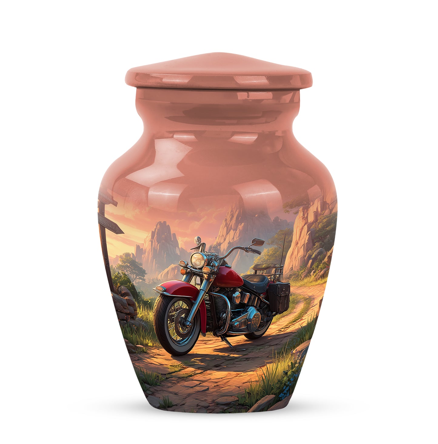 Red Bike Remembrance Cremation Urns for Human Ashes - 10-inch, 200 cu in - Yatskia