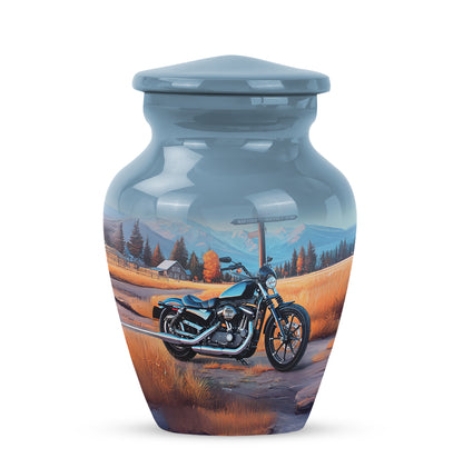 Luminous Blue Bike Benediction Urn for Human Ashes - 10-inch, 200 cu in - Yatskia