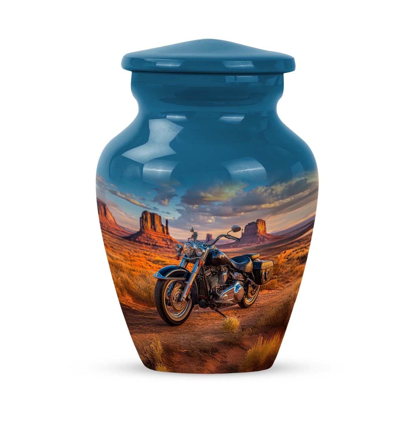 Blue Treasured Bike Cremation Urns for Human Ashes - 10-inch, 200 cu in - Yatskia