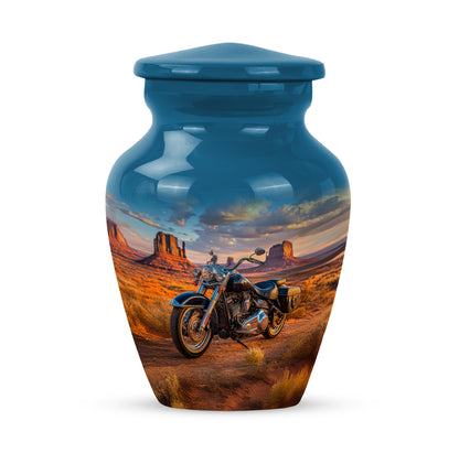 Blue Treasured Bike Cremation Urns for Human Ashes - 10-inch, 200 cu in - Yatskia