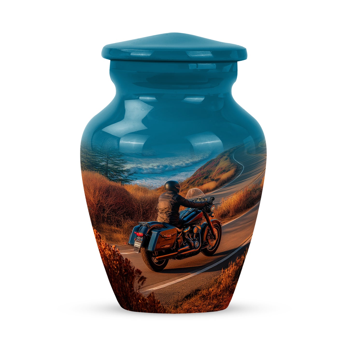 Personalized Teal Bike Cremation Urns for Ashes - Peaceful 10-inch - Yatskia
