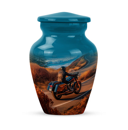 Personalized Teal Bike Cremation Urns for Ashes - Peaceful 10-inch - Yatskia