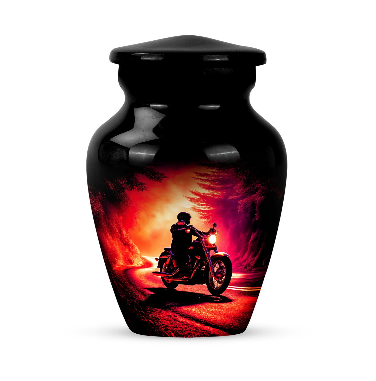 Personalized Black Sovereign Bike Cremation Urns for Human Ashes - 10-inch, 200 cu in - Yatskia