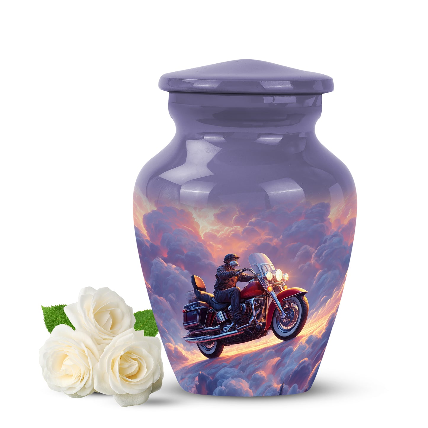 Personalized Blue Steadfast Bike Cremation Urns for Human Ashes - 10-inch, 200 cu in - Yatskia