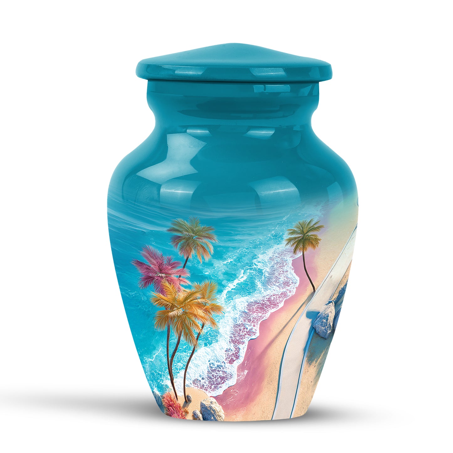 Teal Beach Keepsake Cremation Urns for Human Ashes - 10-inch, 200 cu in - Yatskia