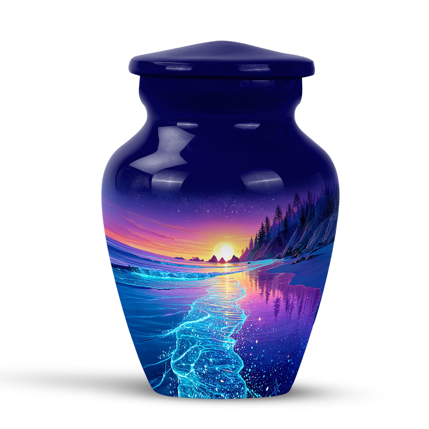 Lustrous Beach Cremation Urns for Human Ashes - Blue 10-inch - Yatskia