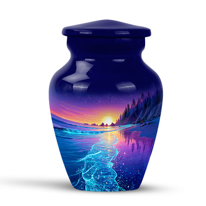 Lustrous Beach Cremation Urns for Human Ashes - Blue 10-inch - Yatskia