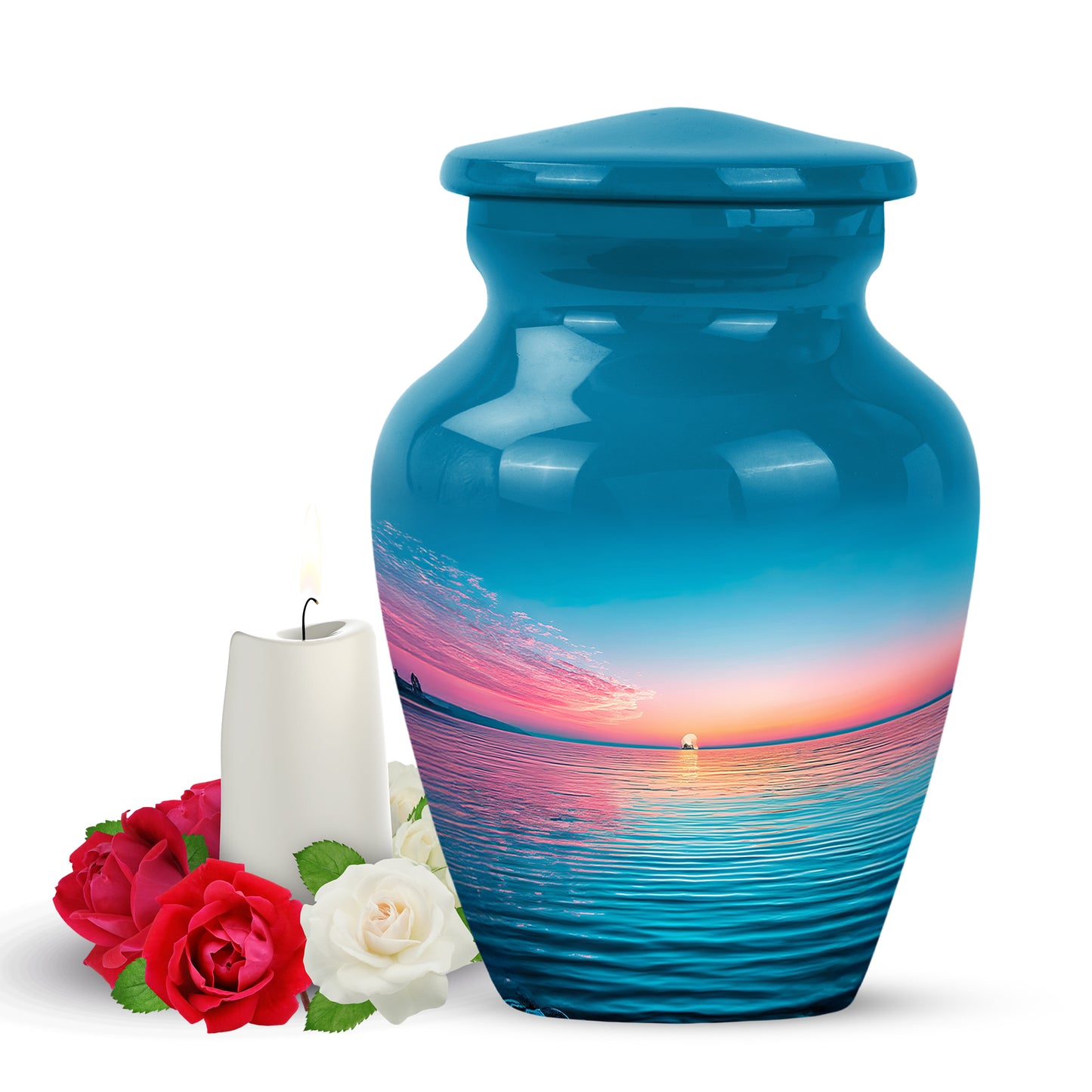 Blue Beach Cremation Urns - Glorious Tribute 10-inch, 200 cu in - Yatskia