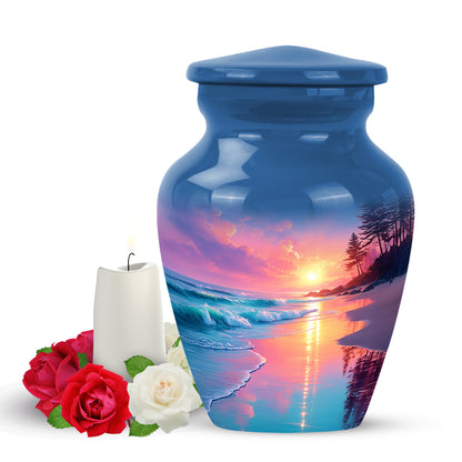 Personalized Beach Cremation Urns - Soothing Blue 10-inch, 200 cu in - Yatskia