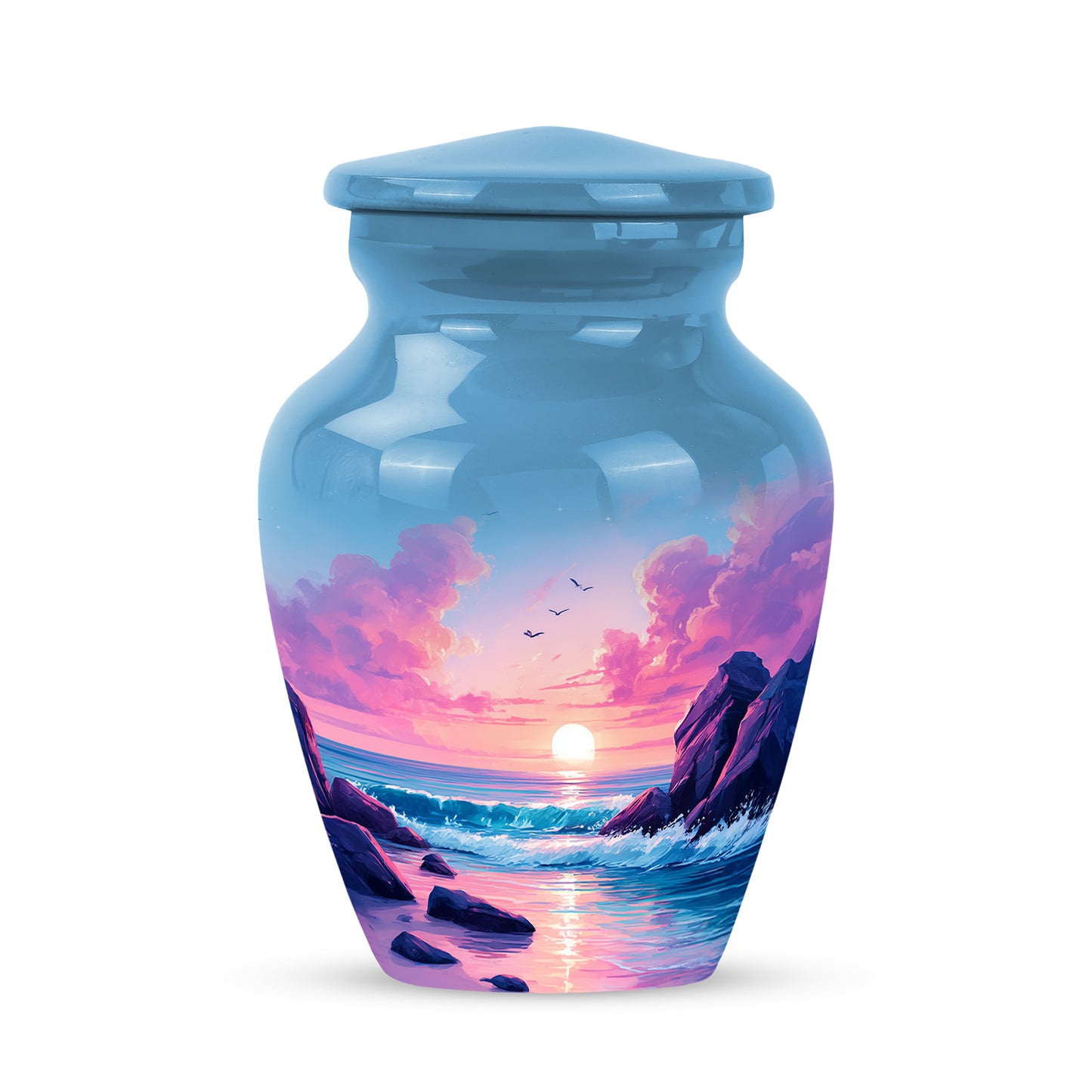 Personalized Seraphic Beach Cremation Urns - Blue 10-inch, 200 cu in - Yatskia