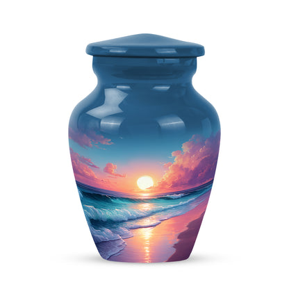 Personalized Blue Beach Cremation Urns for Ashes - Captivating 10-inch - Yatskia
