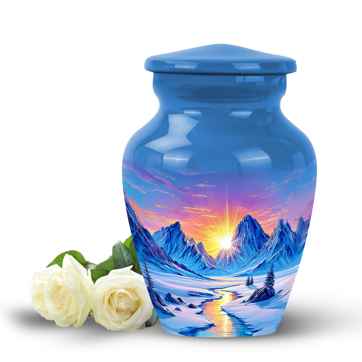 Distinguished Blue Beach Cremation Urn for Ashes - 10-inch, 200 cu in - Yatskia