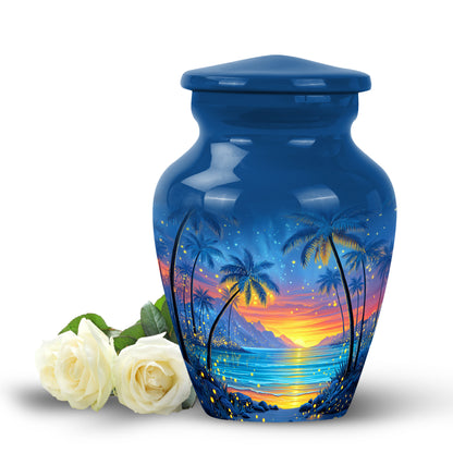 Blue Beach Haven Cremation Urns for Human Ashes - 10-inch, 200 cu in - Yatskia
