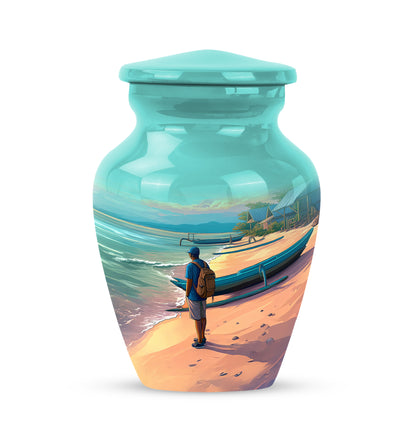 Blessed Beach Cremation Urns for Human Ashes - Teal 10-inch - Yatskia