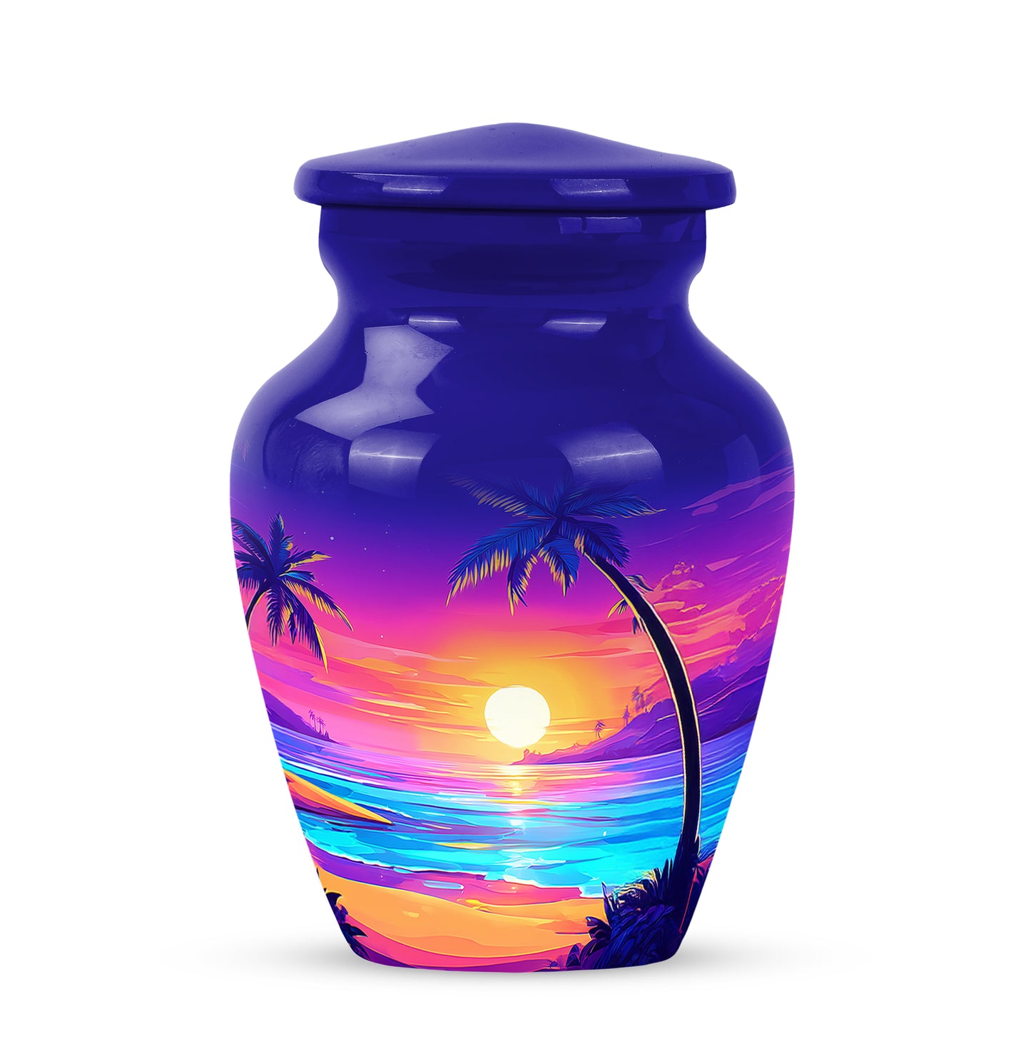 Divine Blue Beach Cremation Urn for Ashes - 10-inch, 200 cu in - Yatskia