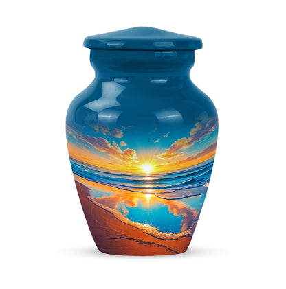 Personalized Blue Heavenly Beach Cremation Urns for Human Ashes - 10-inch, 200 cu in - Yatskia