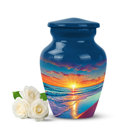 Lustrous Beach Cremation Urns for Human Ashes - Blue 10-inch - Yatskia