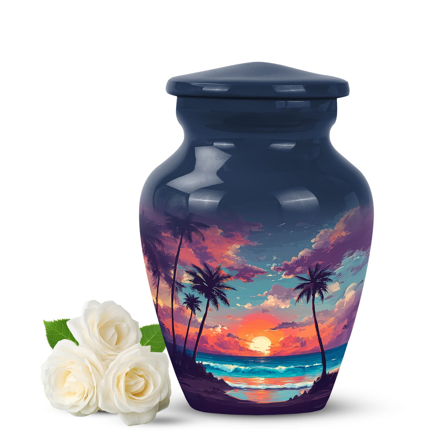 Blue Beach Tribute Cremation Urns for Human Ashes - 10-inch, 200 cu in - Yatskia
